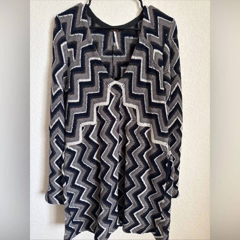 Free People Rhiannon Chevron Wool Blend Bell Sleeve Dress Size Medium